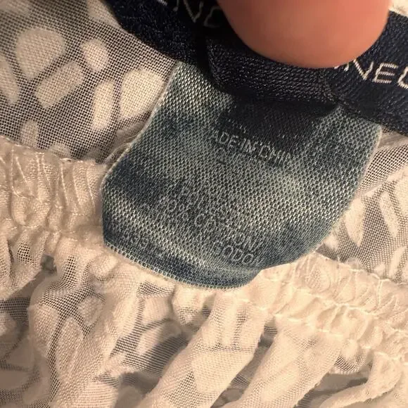 French Connection Blouse 4 Womens Semi Sheer Burnout Cottagecore Top Twee - Picture 7 of 9